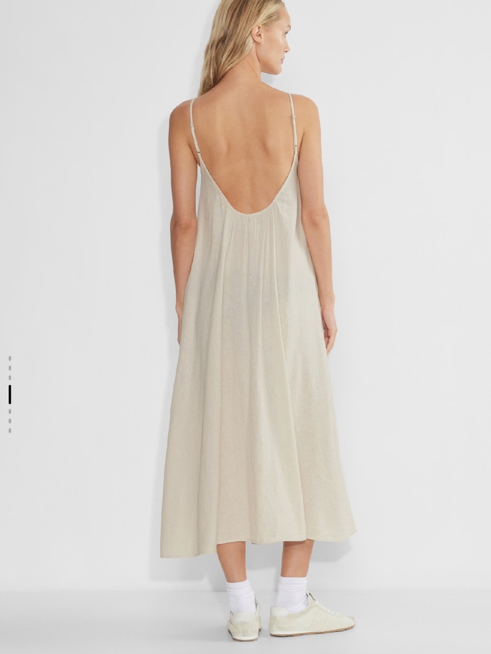 ARITZIA BABATON Wellbeing oversized low back linen blend maxi dress. matte pearl - Picture 2 of 6